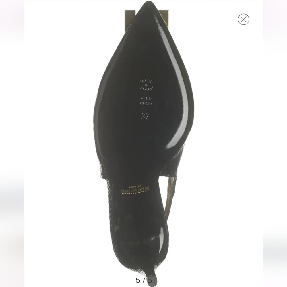 Moschino Snakeskin Embosses Leather Slingback Pump in black size US 7 / EU 37 - Picture 5 of 7